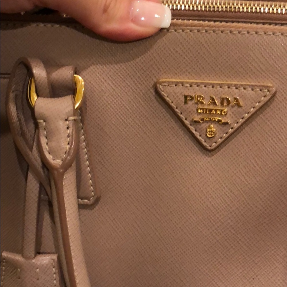 Prada Taupe Leather Satchel with Gold Hardware - Picture 7 of 8
